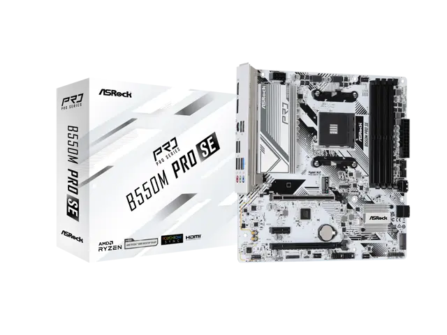 ASRock B550M Pro SE AM4 DDR4 SATA 6Gb/s 1 PCIe 4.0 x16 Micro ATX Motherboard - Newegg.com