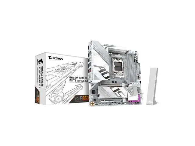 GIGABYTE B850M AORUS ELITE WIFI6E ICE AMD AM5 LGA 1718 Motherboard, mATX, DDR5, 2x M.2, PCIe 5.0, USB-C, WIFI6E, 2.5GbE LAN, EZ-Latch - Newegg.com