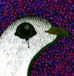 [OC] Visa cards have a dove as their security hologram. If you zoom in on the beak of the dove, there's a tiny little writing in it, saying VISA.