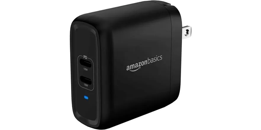 AmazonBasics 36W 2-Port USB-C Wall Charger with PD - $7.99 - Free shipping for Prime members